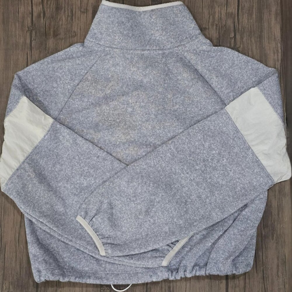 PINK Victoria’s Secret ✦ Heathered Gray Zip Pullover ✦ White Stripe Drawstring - Picture 6 of 10